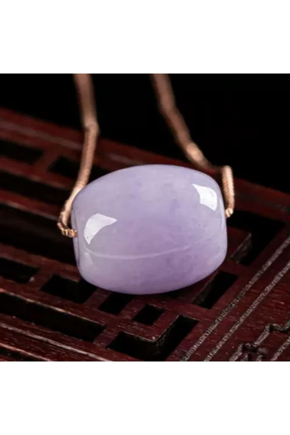 1Pc Certified Purple Natural Violet Jade Jadeite Pendant Circle Bead Necklace-default