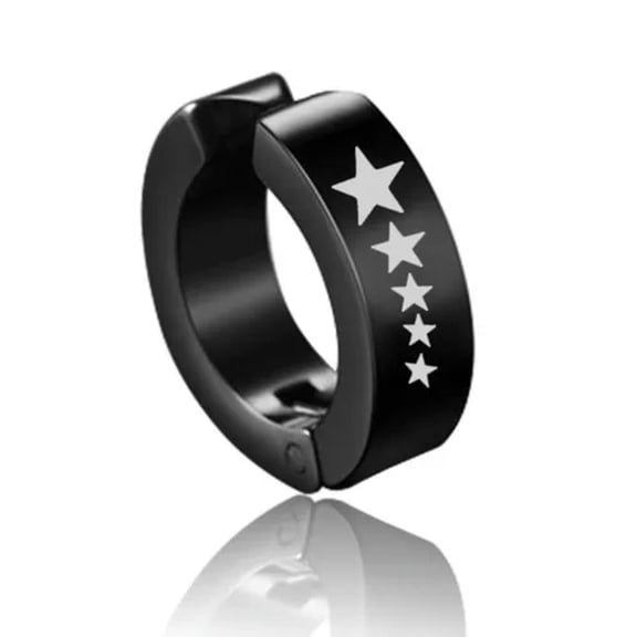 K-KED 1Pc Ear Hoop Non Piercing Earring Titanium Steel Ear Cuff Ear Clip for Men-Star
