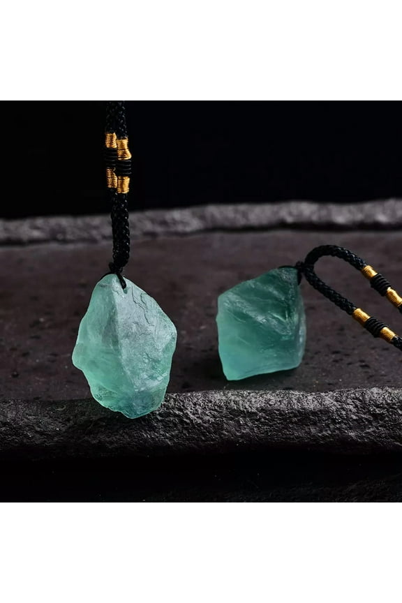 1Pc Natural Green Fluorite Healing Reiki Pendant Quartz Crystal Stone Necklace-default
