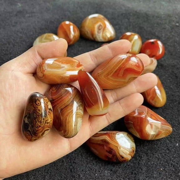 K-KED 1Pc Natural Quartz Crystal Palm Stone Sardonyx Carnelian Silk Banded Lace Agate-default