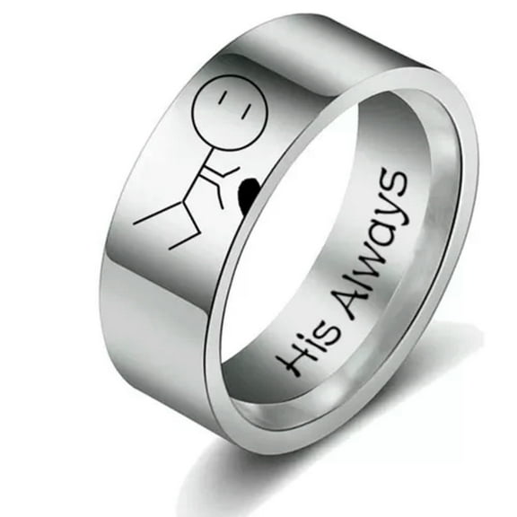 K-KED 1Pc Women Men Stainless Steel Ring Lover Couple Rings Delicate Jewelry Cute Rings Gifts-Silver B-8