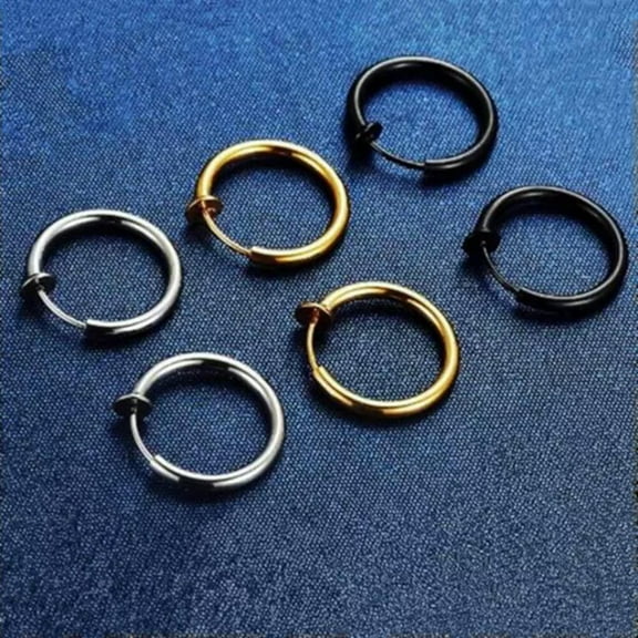 K-KED 1Pcs Fashion Fake Nose Ring Hoop Septum Rings Stainless Steel Nose No Piercing -gold-2.0*16mm