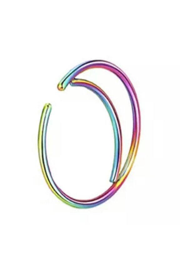 1Pcs Moon Shape Nose Hoop Fake Septum Nose Rings Helix Piercing Nose Rings -multi