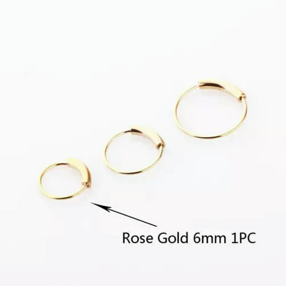 K-KED 1pc Cartilage Tragus Septum Nose Hoop Ring Stainless steel Body Piercing Jewelry-rose gold 6mm