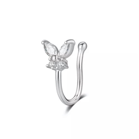 K-KED 1pc Fake Piercing Nose Cuff Nose Ring Nose Clip Gem Crystal Non Pierced Jewelry-8