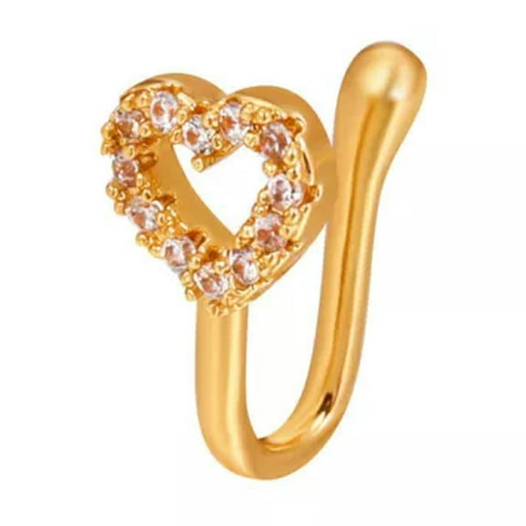 K-KED 1pc Fashion CZ Nose Hoops Cuff U Shape Ring Clip Delicate Jewelry Piercing Nostril Fake-3