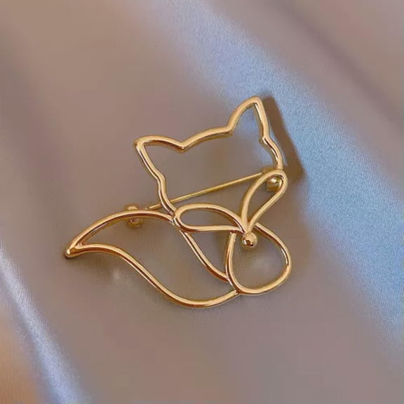 K-KED 1pc Fox Brooch Pin Clothing Accessories Delicate Jewelry Denim Badge Fashion Delicate Jewelry -Gold