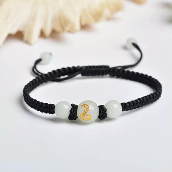 K-KED 1pc Glow In The Dark Beads Round Luminous Stone Red Rope Bracelet Delicate Jewelry Gift-Snake
