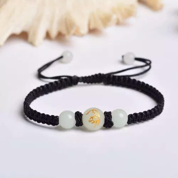 K-KED 1pc Glow In The Dark Beads Round Luminous Stone Red Rope Bracelet Delicate Jewelry Gift-Tiger