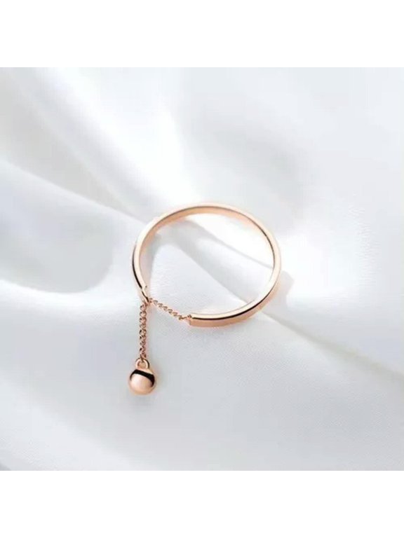 1pc Gold Silver Color Delicate Jewelry Korean Fashion Simple Ring Party Finger Ring-Rose Gold-Resizable