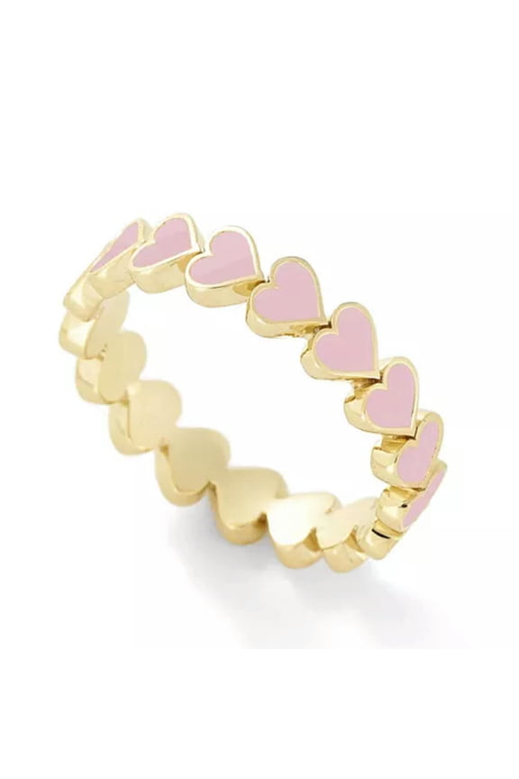 1pc Heart Ring Multi-color Alloy Finger Ring Women Delicate Jewelry Gift For Her-Pink-8