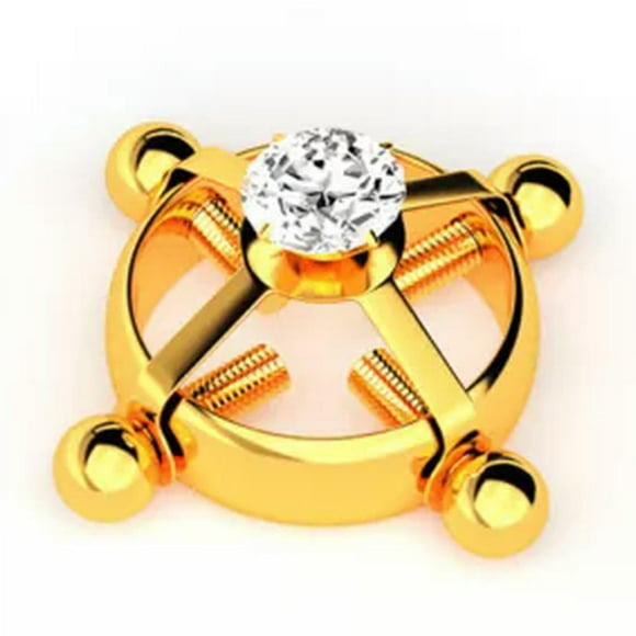 K-KED 1pc Nipple Rings Adjustable Screw Non-Piercing Fake Piercing Fashion Jewelry-Gold