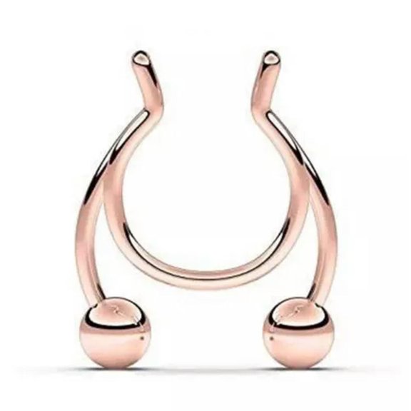 K-KED Nose Ring Hoop Fashion Punk Ring Nasal Septum Septums Piercing Clip Delicate Jewelry -Rose Gold