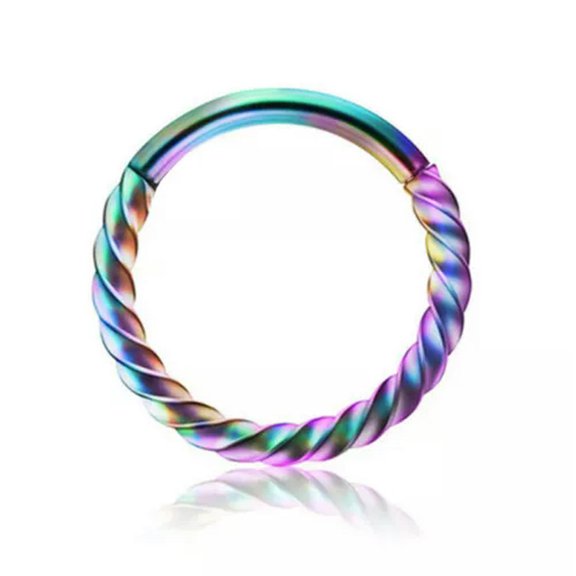 K-KED Stainless Steel Opening Clicker Ring Nose Clip Hoop Body Piercing Delicate Jewelry -Mixcolor-6mm