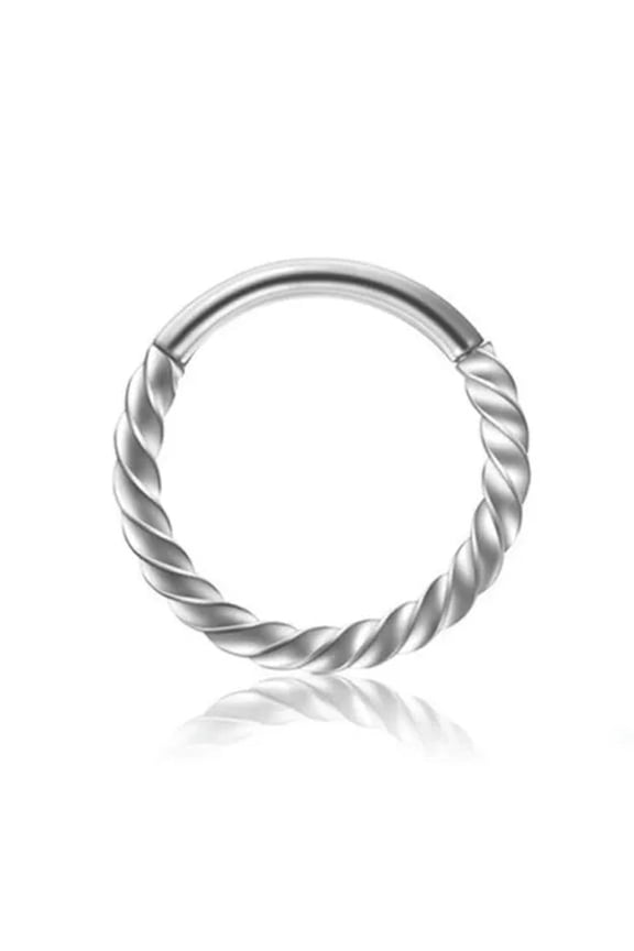 Stainless Steel Opening Clicker Ring Nose Clip Hoop Body Piercing Delicate Jewelry -Silver-6mm