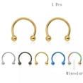 thumbnail image 1 of K-KED 1pc Stainless Steel U-shaped Ball Nose Ring Lip Hoop Rings Body Piercing Jewelry-Mixcolor-12mm, 1 of 9