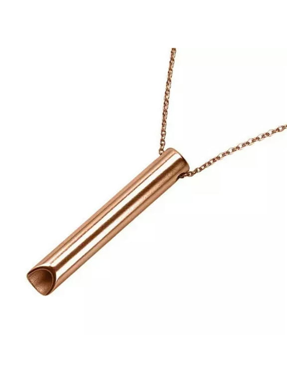 1pc Stress Relief Anxiety Relief Chain Yoga Breathing Necklace Whistle Pendant-Rose Gold