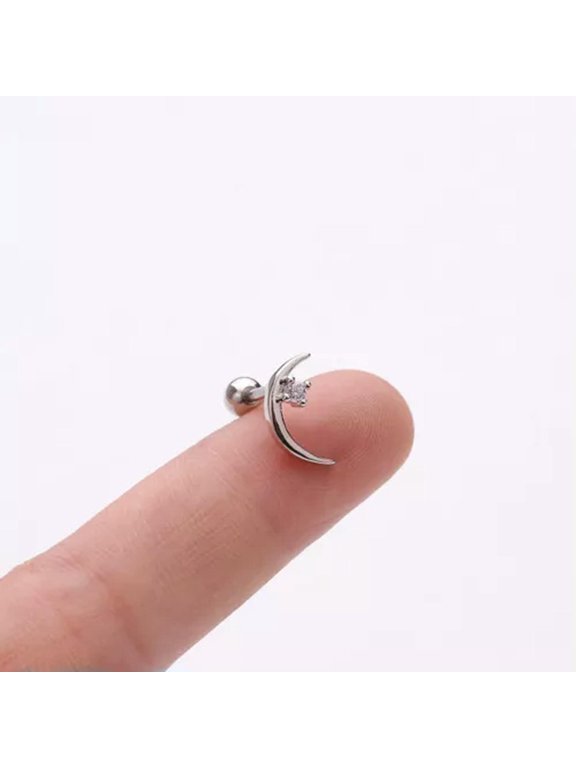 1pc Tiny Helix Cartilage Tragus Bar Stud Crystal Earrings Top Upper Ear Piercing-silver 7