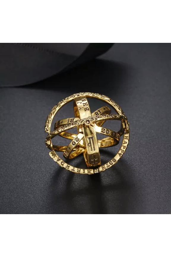 1pc Unisex Astronomical Ball Ring Rotating Cosmic Rings Vintage Finger Jewelry-gold-10