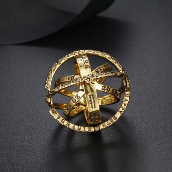 K-KED 1pc Unisex Astronomical Ball Ring Rotating Cosmic Rings Vintage Finger Jewelry-gold-7