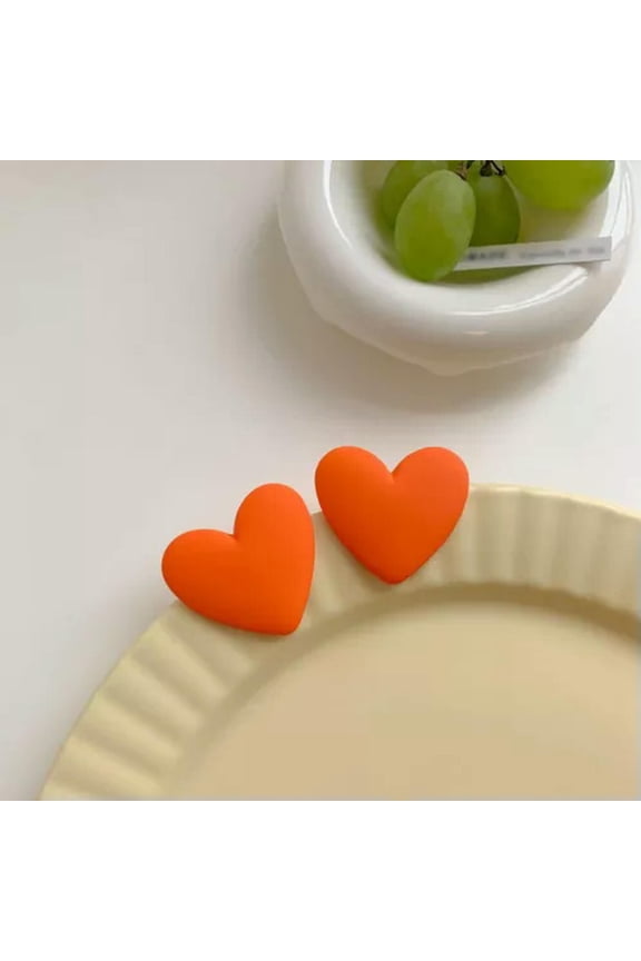 1pc Women Fashion Candy Color Love Earrings Acrylic Stud Earrings Delicate Jewelry Gift-Orange