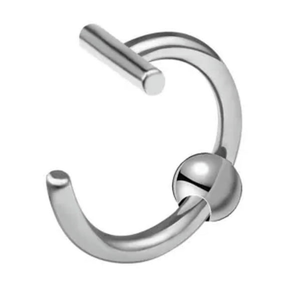 K-KED 1pcs C-shaped Fake Nose Ring Labret Lip Ring Surgical Steel Piercing Clip On-Silver Bead-M