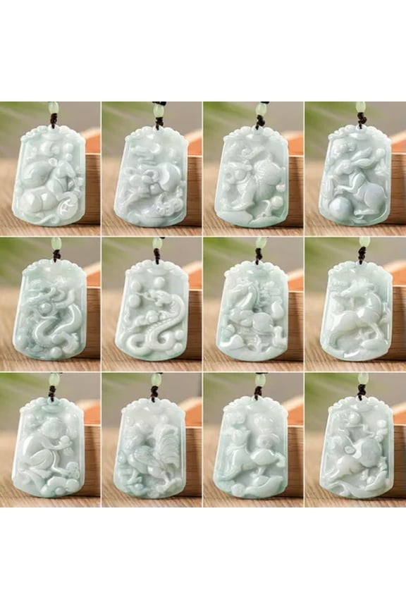 1pcs Natural A Grade Jadeite Jade Twelve of Zodiac Rabbit Dragon Pendant Gift-Dragon