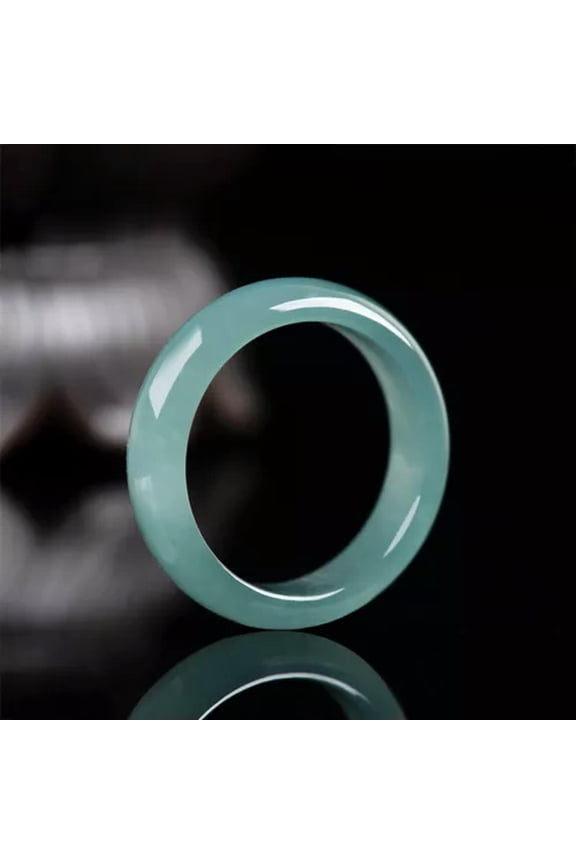 1pcs Natural Jadeite Jade Band Ring Blue Water Ice Species Jade Ring Size 6-11 -11
