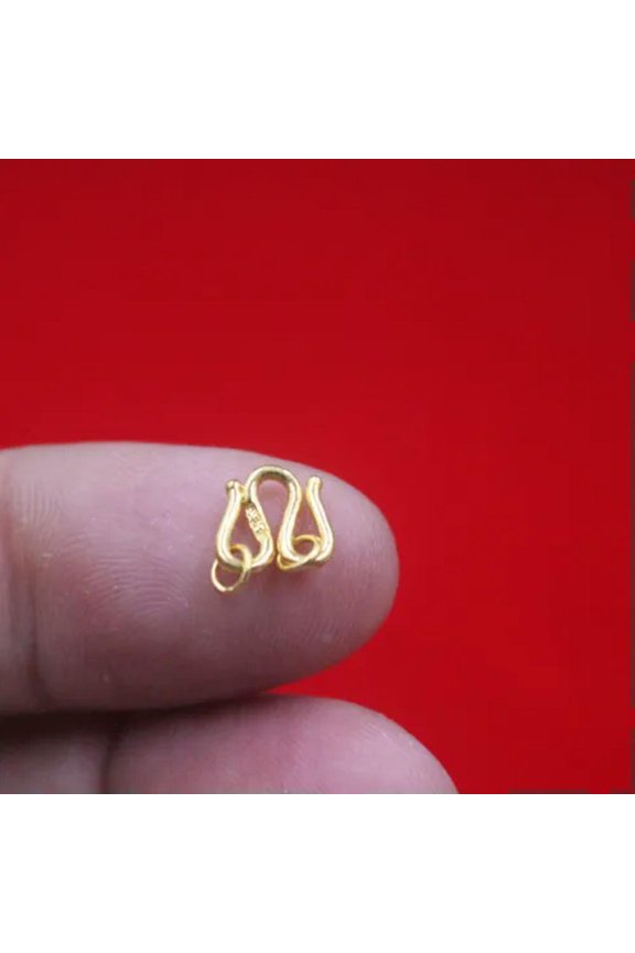 1pcs Real 24K Yellow Gold M Clasp Accessories Connector Parts Repair S Clasp-B M clasp-0.54g