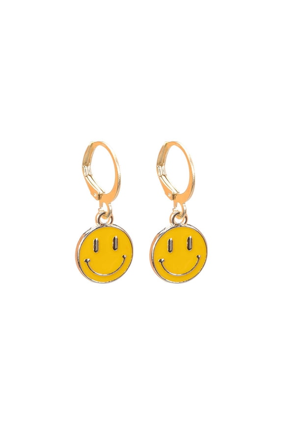 2 Pairs Alloy Enamel Smiling Face Lightning Heart Earring Hooks Eardrop-4-2 PCS