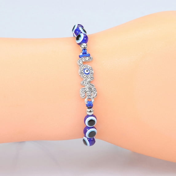 K-KED 2 Pcs Blue Eyes Fisheye Churinga Hand String Bracelets Alloy Adjustable-5-2 PCS