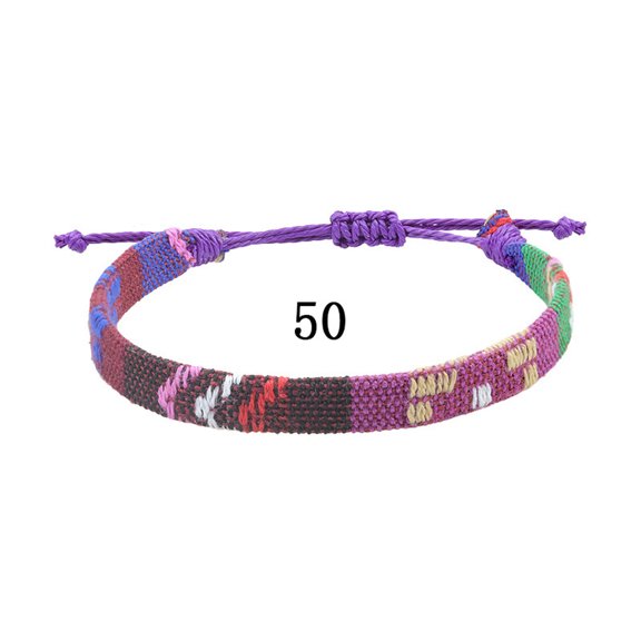 K-KED 2 Pcs Nepal Wind Cotton Linen Woven Cloth Art Rainbow Ankle Rope Wide Style-50-2 PCS