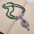 thumbnail image 1 of K-KED 2 Strands Green Tiger Eye Cz Pave Pendant Necklace Gemstone Necklaces Jewelry, 1 of 6