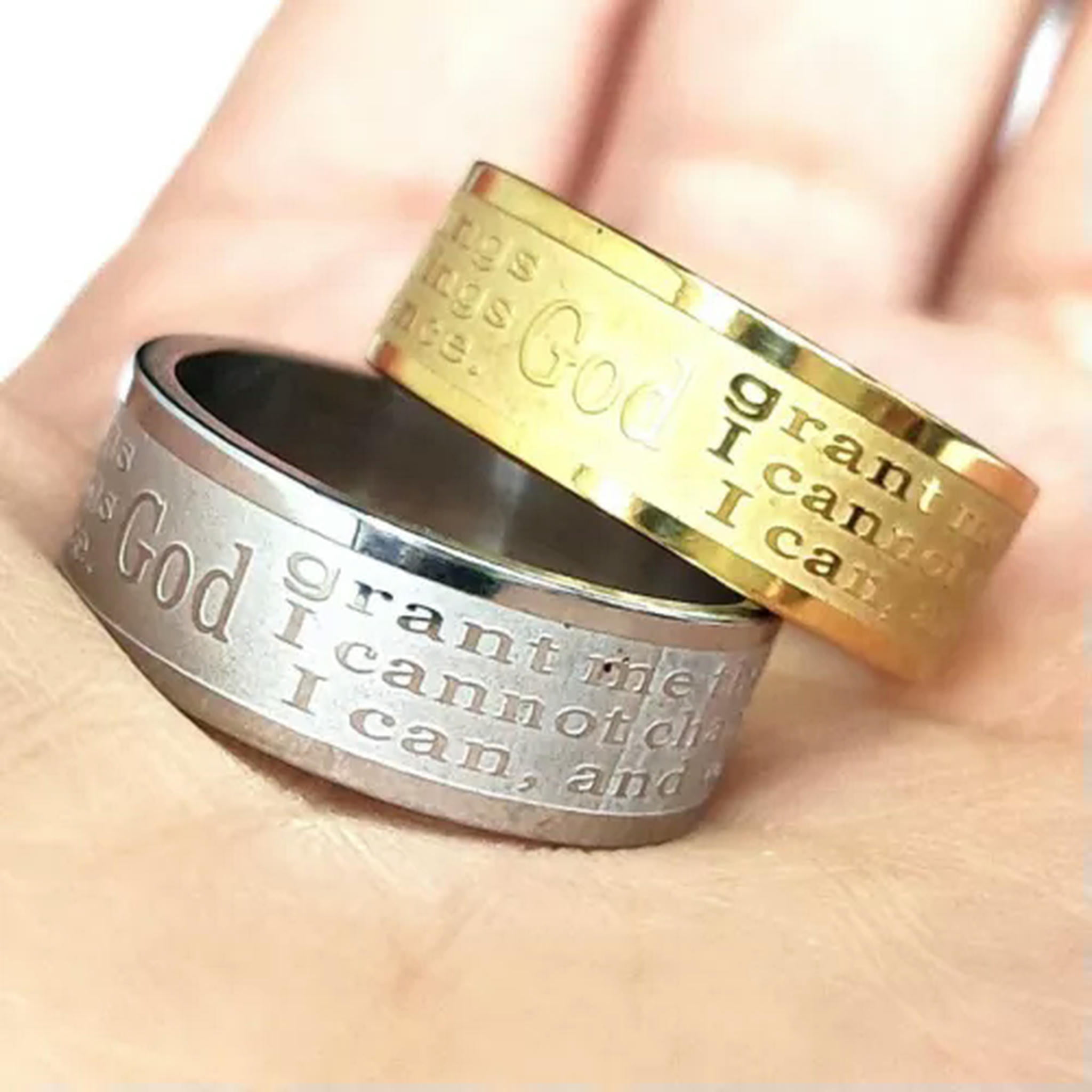 K-KED 20 Etch SERENITY PRAYER Stainless steel rings Men Women Jesus ...