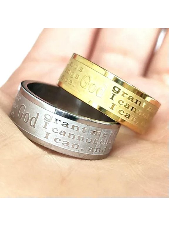 20 Etch SERENITY PRAYER Stainless steel rings Men Women Jesus Delicate Jewelry Religious