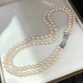 thumbnail image 1 of K-KED 20 inch Double strands AAA++ 7-8mm natural Akoya white pearl necklace 925S, 1 of 3