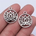 thumbnail image 1 of K-KED 200 Pcs Antique Silver Lotus flower Charms Pendant 19X19MM C14544, 1 of 3