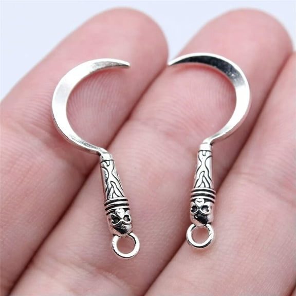 K-KED 200 Pcs Antique Silver sickle Charms Pendant 30x11MM B16885