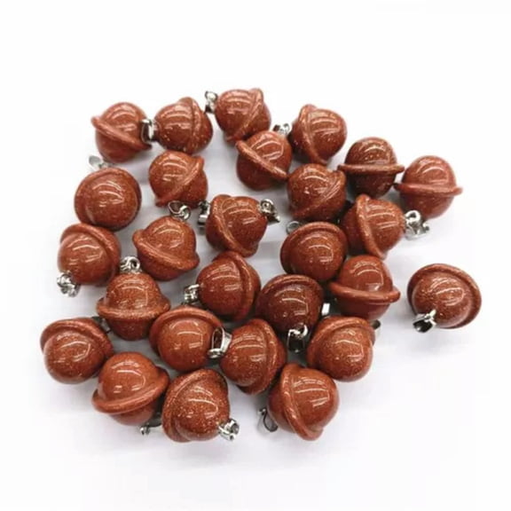 K-KED 20PCS Natural Gold Sand Stone Planet Pendant UFO Universe DIY Delicate Jewelry Making
