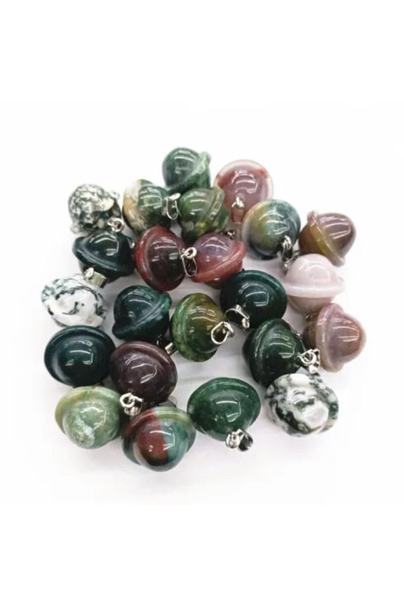 20PCS Natural Indian Agate Stone Planet Pendant UFO Universe DIY Delicate Jewelry Making