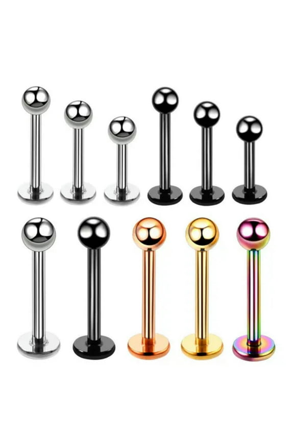 20PCS/lot Gold Black Labret Bar Monroe Piercing Lip Stud Tragus Body Piercing-16G 8mm-Gold