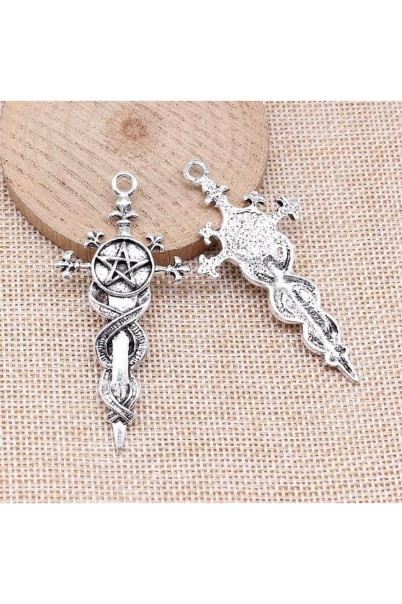 20Pcs Tibetan Silver Star Sword Charms Pendant 65X31MM DIY Delicate Jewelry Making C15819