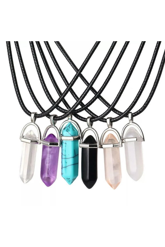 20pc Natural Quartz Crystal Stone Point Chakra Healing Gemstone Pendant Necklace