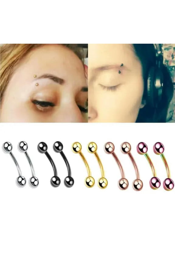 20pcs 16G Surgical Steel Curved Banana Eyebrow Barbell Cartilage Studs Piercing -16G 6mm-Silver