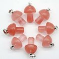 thumbnail image 1 of K-KED 20pcs Mix Natural Stone Hand Carved Mushroom Pendants Delicate Jewelry Making Necklace-cherry quartz, 1 of 9