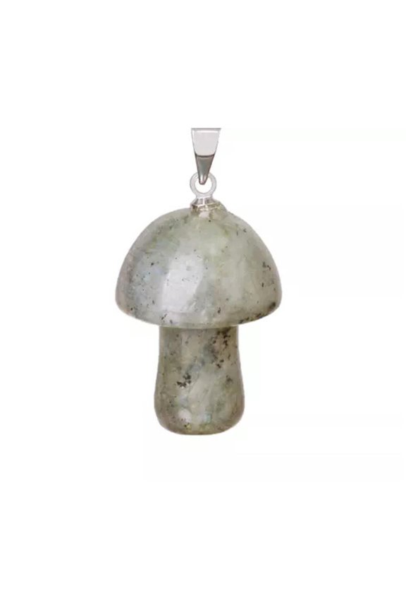 20pcs Natural Amethyst Stone Mushroom Chain Pendants Prism Magic Energy Amulet-Labradorite