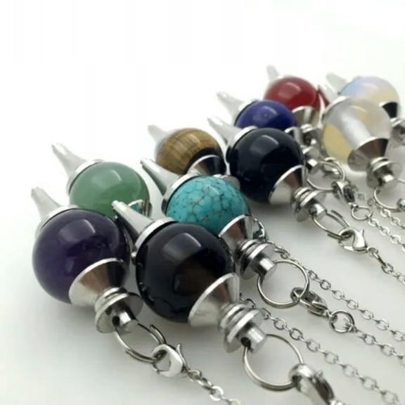 K-KED 20pcs Natural Gemstone Pendulum Healing Dowsing Chakra Reiki Pendant Necklace