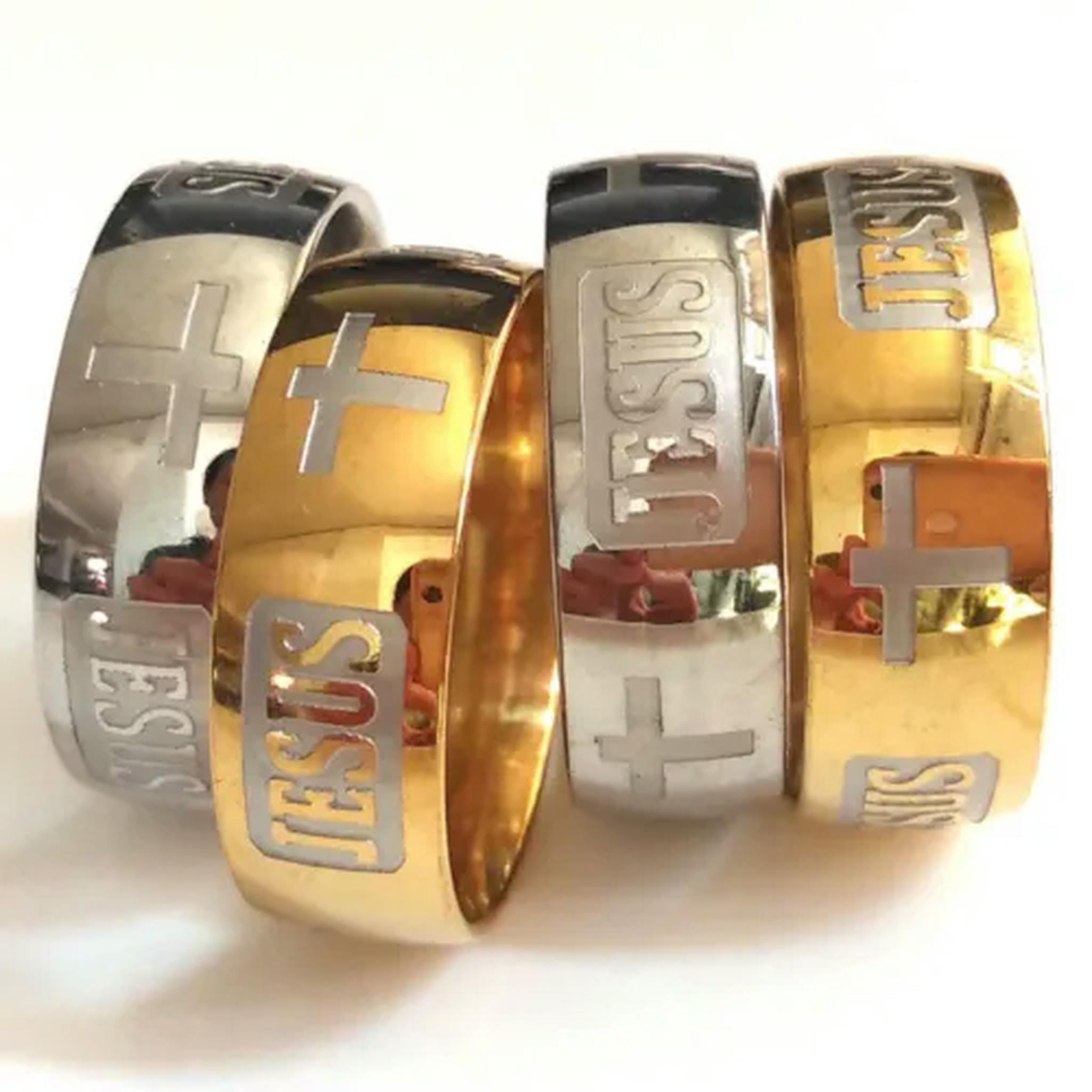 K-KED 20pcs Religious Engrave JESUS Wedding Band ARC 316L Stainless ...
