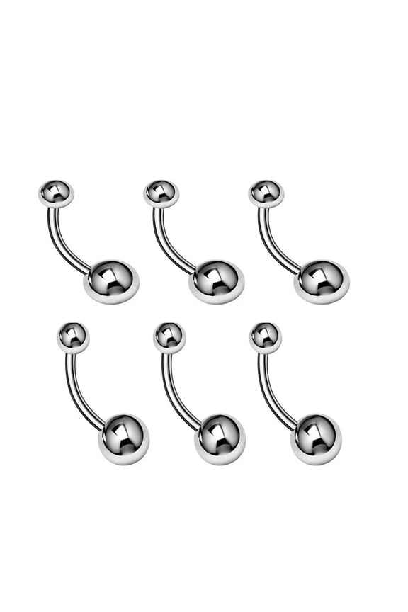 20pcs Stainless Steel Belly Button Navel Studs Barbell Body Piercing 14G 4/6mm-default