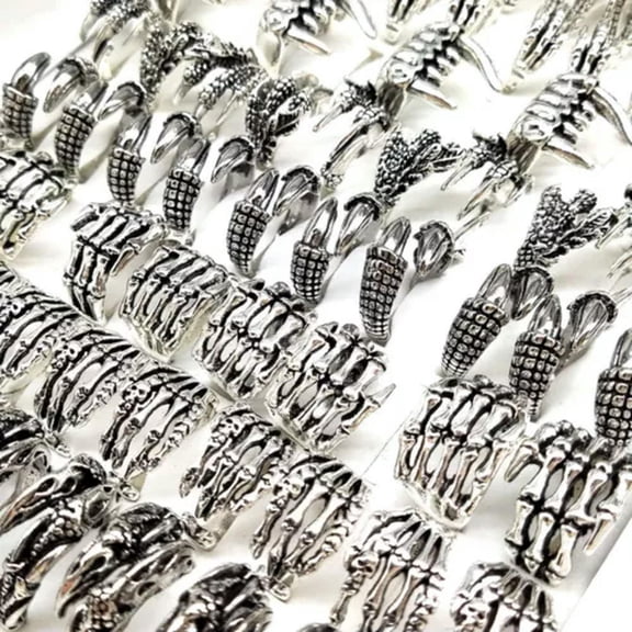 K-KED 20pcs TOP 10 designs Claw Mix Metal Ring Punk Hip Hop Gothic Ring Animal Jewelry